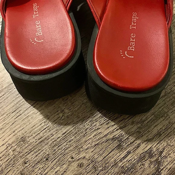 Genuine Leather Red 90s Sandals - Picture 5 of 6